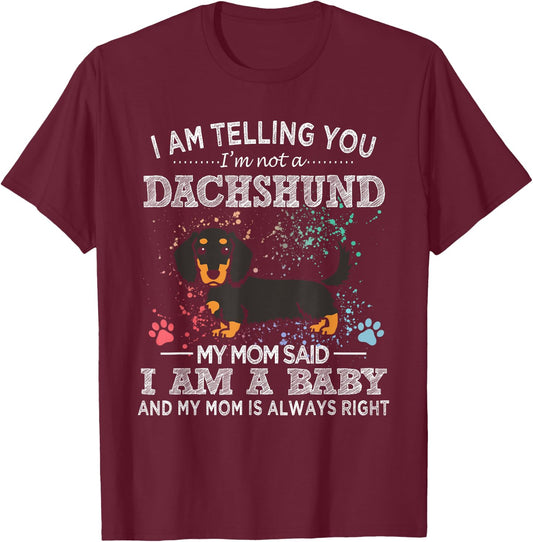 Funny Black And Tan Long-Haired Dachshund Mom Puppy Dog Mama Women T-Shirt - T-Shirt | Maroon