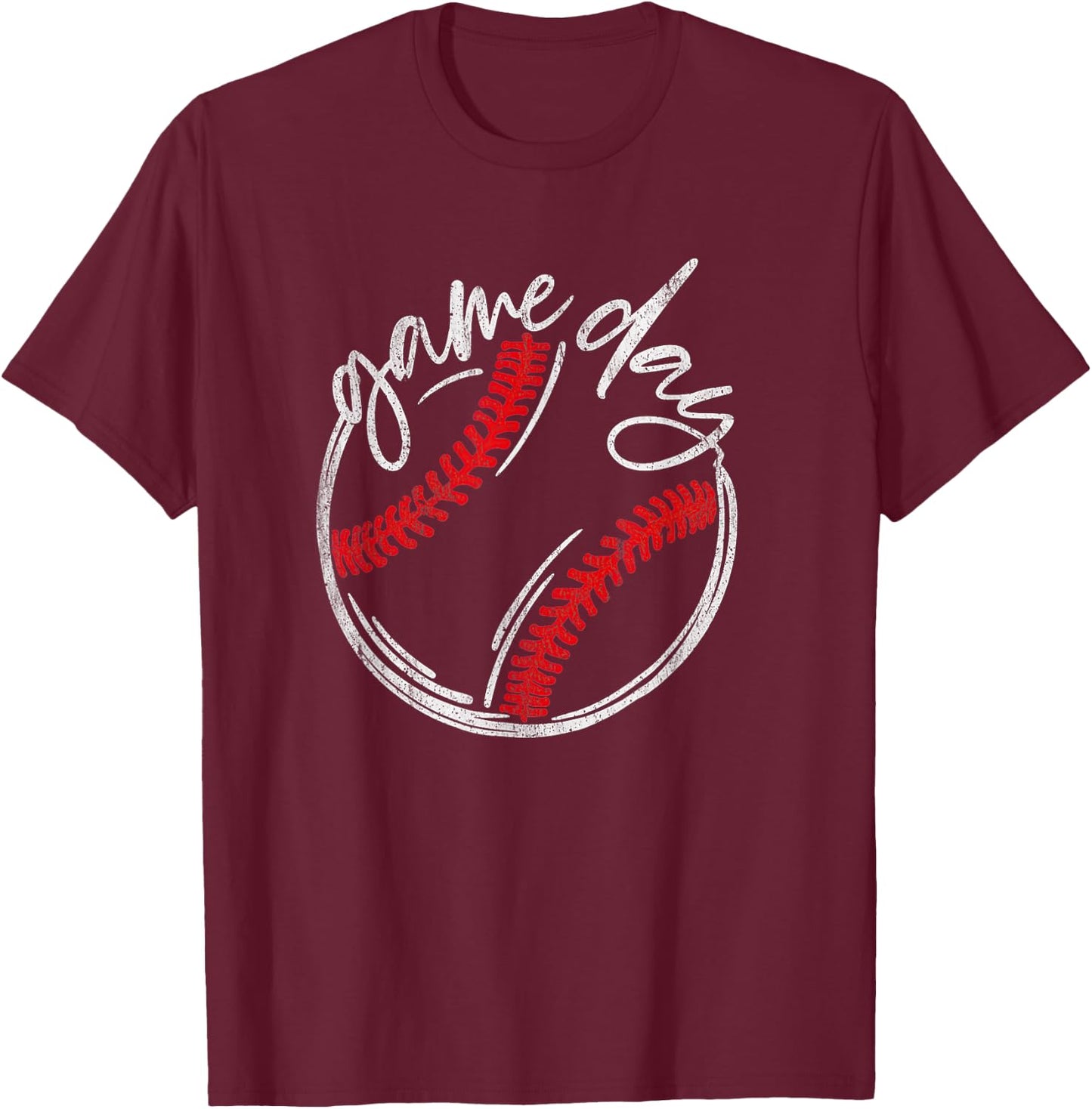 Game Day Baseball Funny Baseball Lovers Softball Life Mom T-Shirt - T-Shirt | Maroon