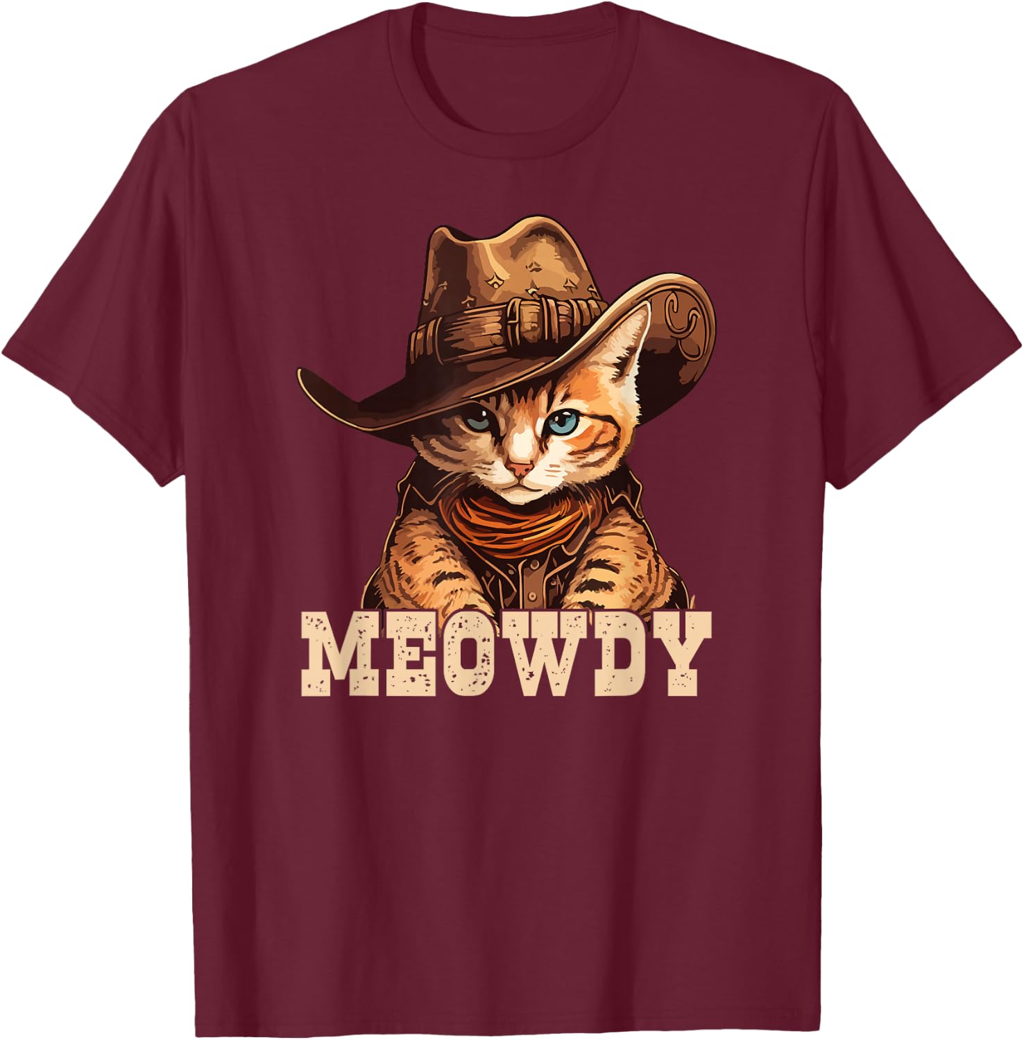 Cowboy Cat Meowdy T-Shirt - T-Shirt | Maroon