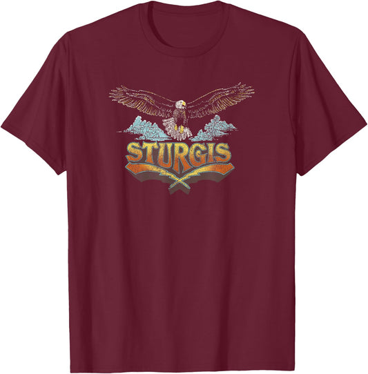 Trendy Sturgis Eagle Biker Centered Design T-Shirt - T-Shirt | Maroon