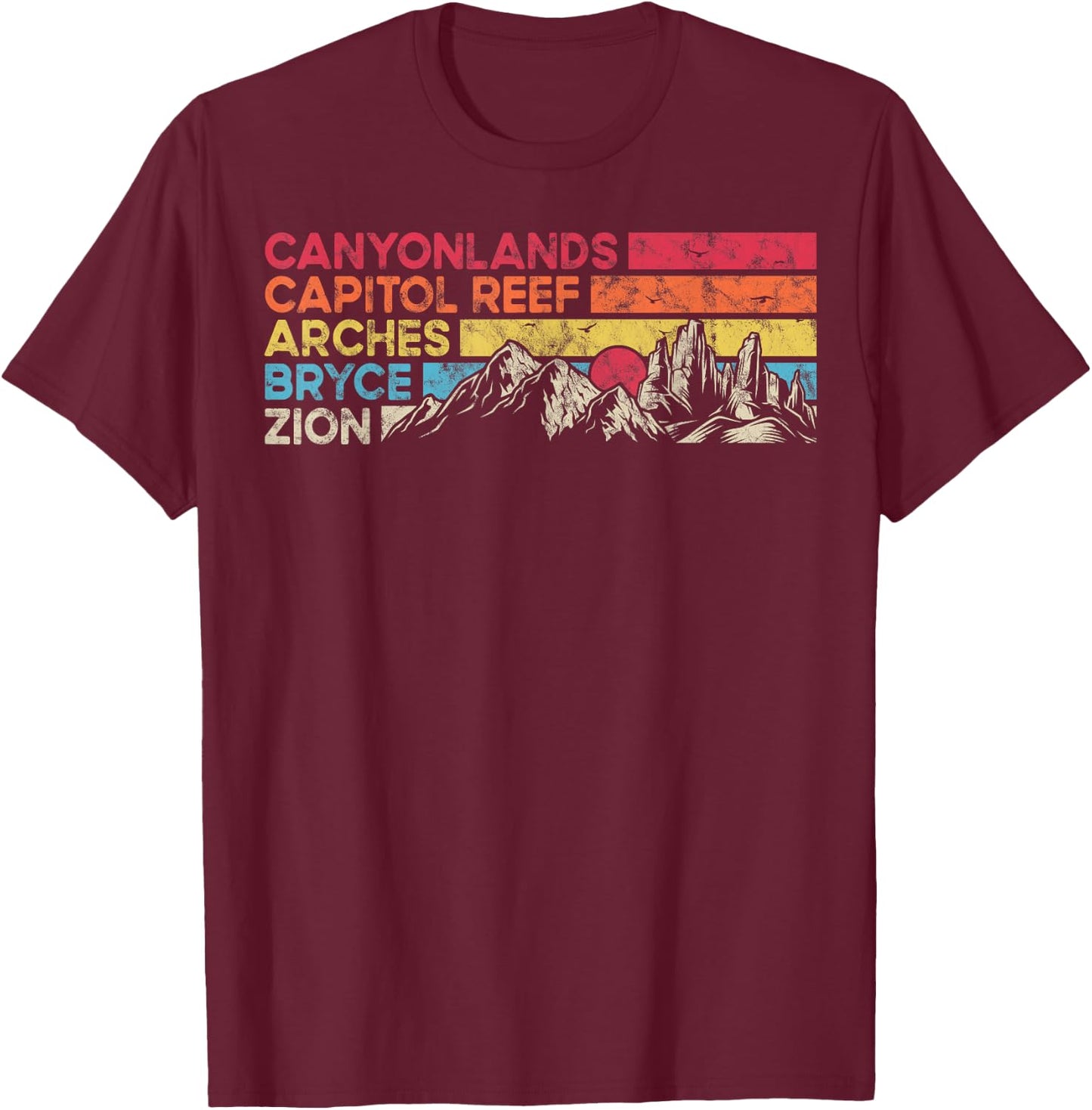 Vintage utah national parks Moab utah mighty five souvenir T-Shirt - T-Shirt | Maroon