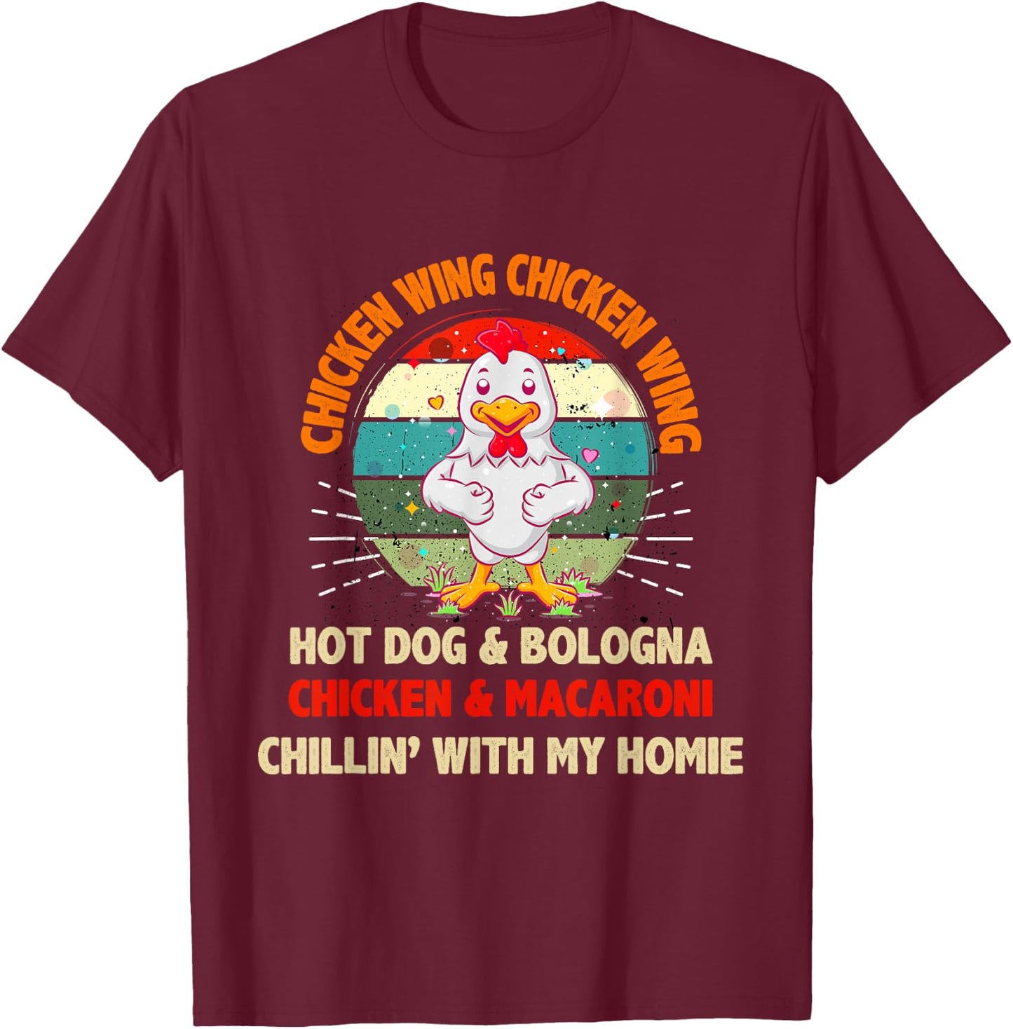 Kids Chicken Wing Chicken Wing Hot Dog and Bologna Toddlers T-Shirt - T-Shirt | Maroon