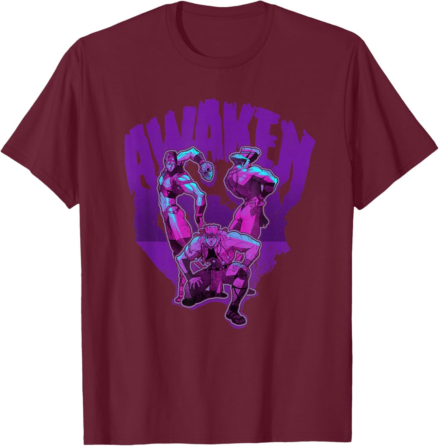 JoJo's Bizarre Adventure Pillar Men Awaken My Masters Anime T-Shirt - T-Shirt | Maroon