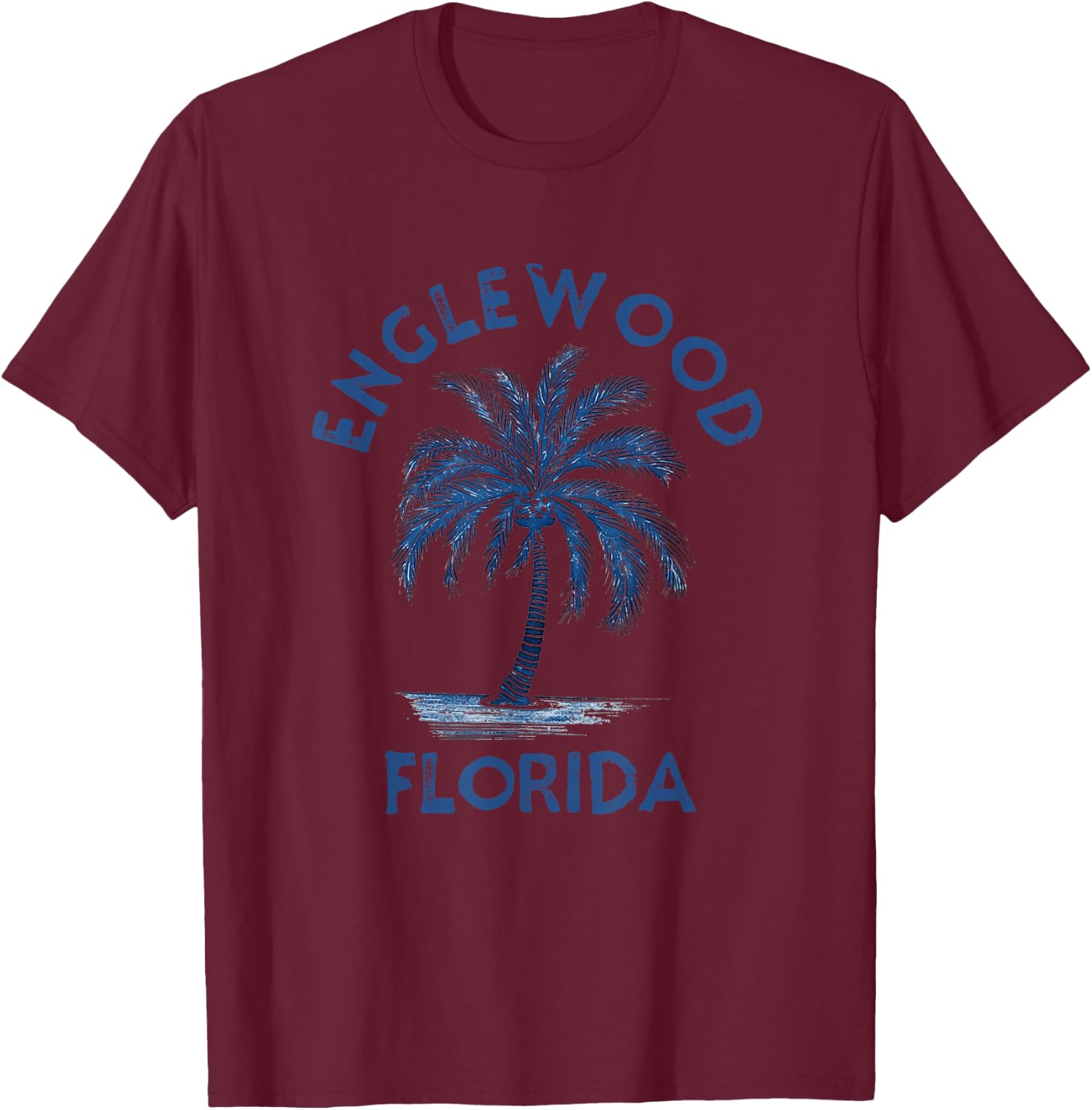 Vintage Englewood Florida Palm Tree FL Retro T-Shirt - T-Shirt | Maroon