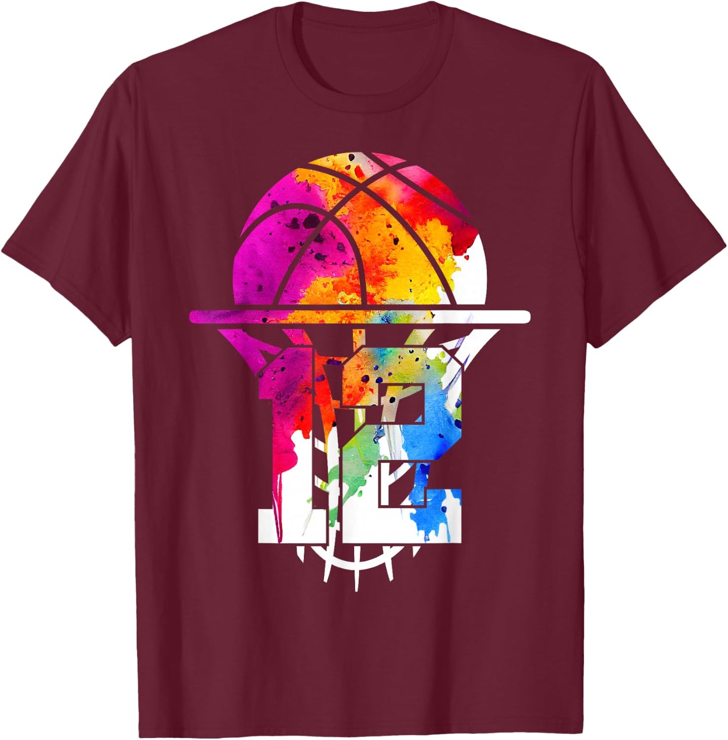 12 Years Basketball 12th Birthday T-Shirt - T-Shirt | Maroon