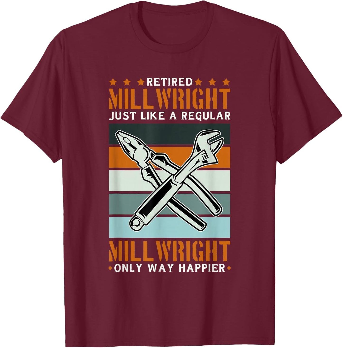 Retired Millwright for Millwright Machinist Mill Retirement T-Shirt - T-Shirt | Maroon