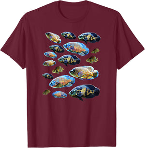 Tiger Oscar Cichlid Fish T-Shirt - T-Shirt | Maroon
