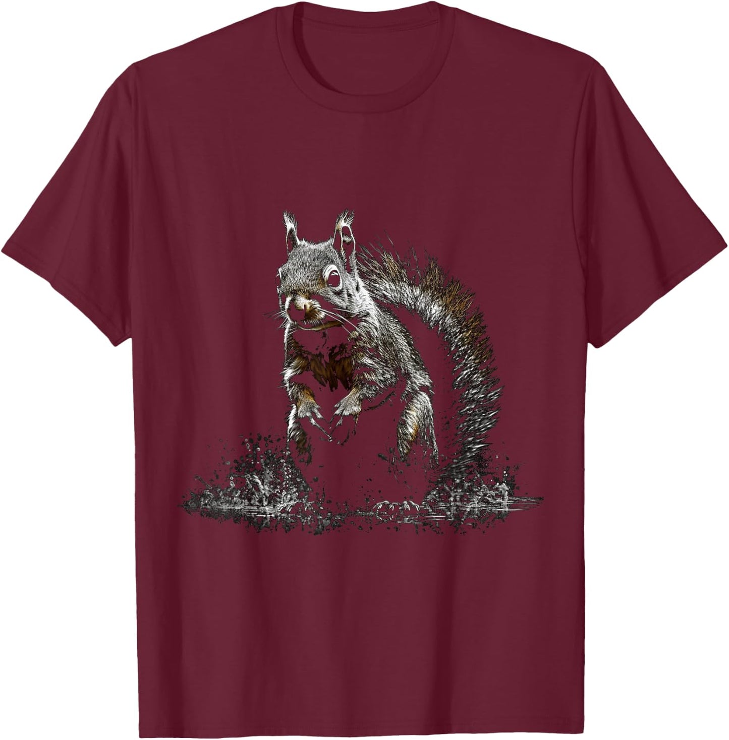 Squirrel Artwork - Animal Squirrel T-Shirt - T-Shirt | Maroon