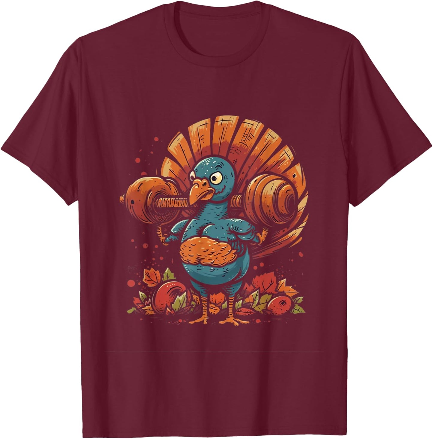Turkey Bodybuilder Thanksgiving Day Gym Fitness Workout T-Shirt - T-Shirt | Maroon