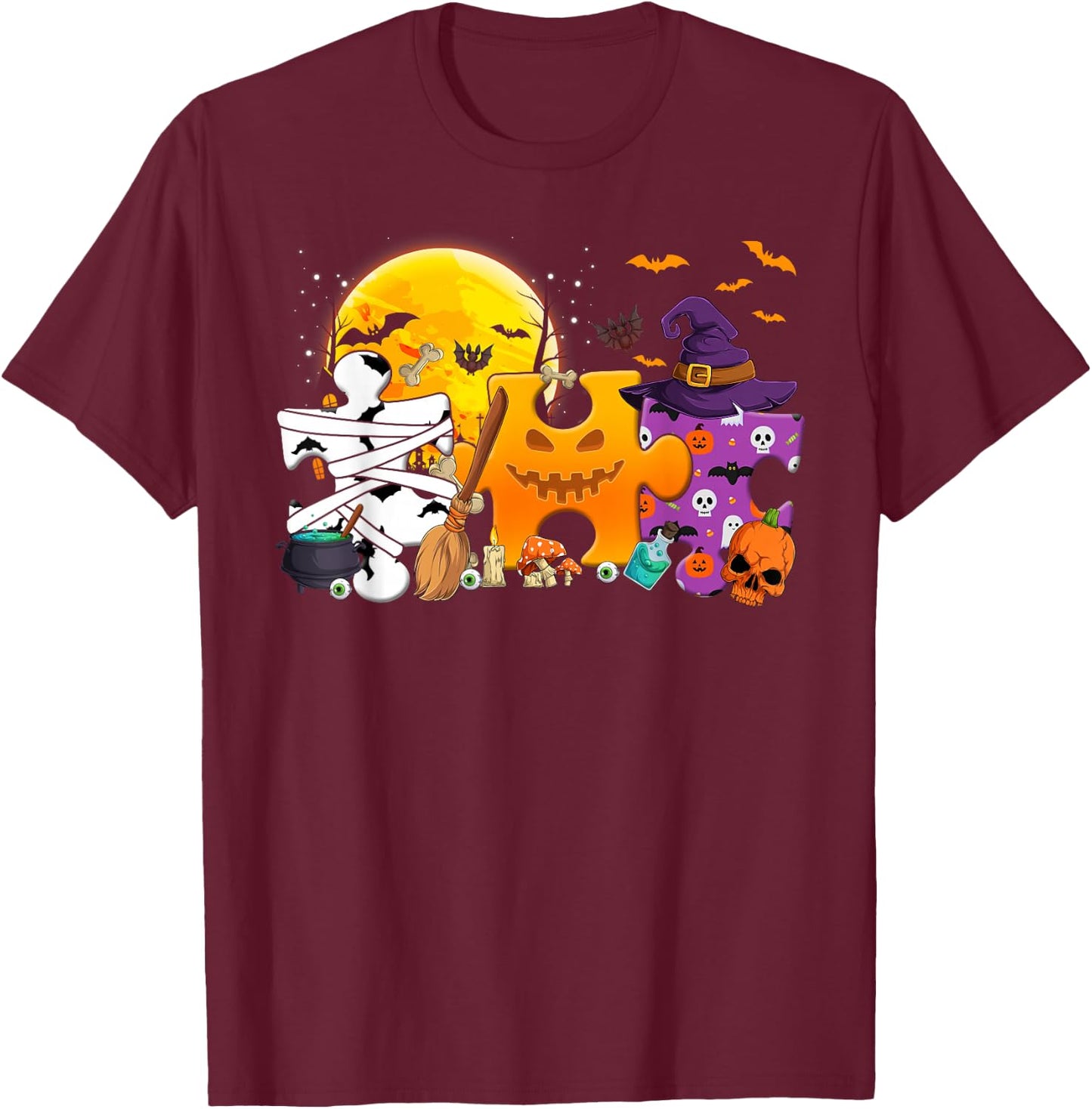 Autism Awareness Shirts Clearance - Funny Halloween Costume T-Shirt - T-Shirt | Maroon