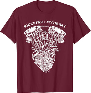 Kickstart My Heart Funy Love Life Apparel T-Shirt - T-Shirt | Maroon