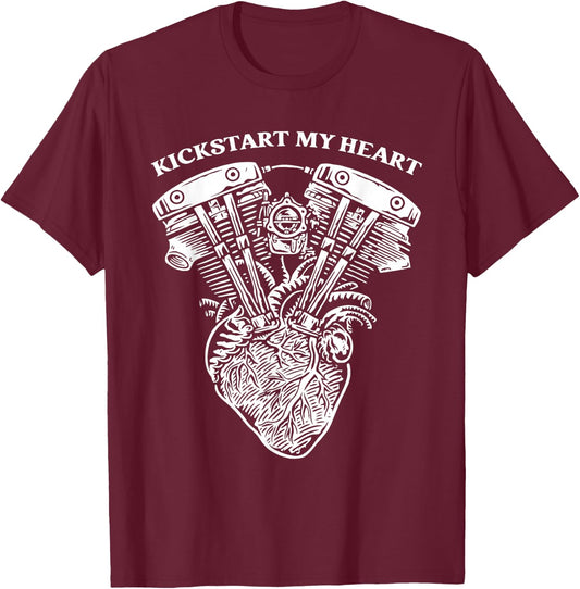 Kickstart My Heart Funy Love Life Apparel T-Shirt - T-Shirt | Maroon