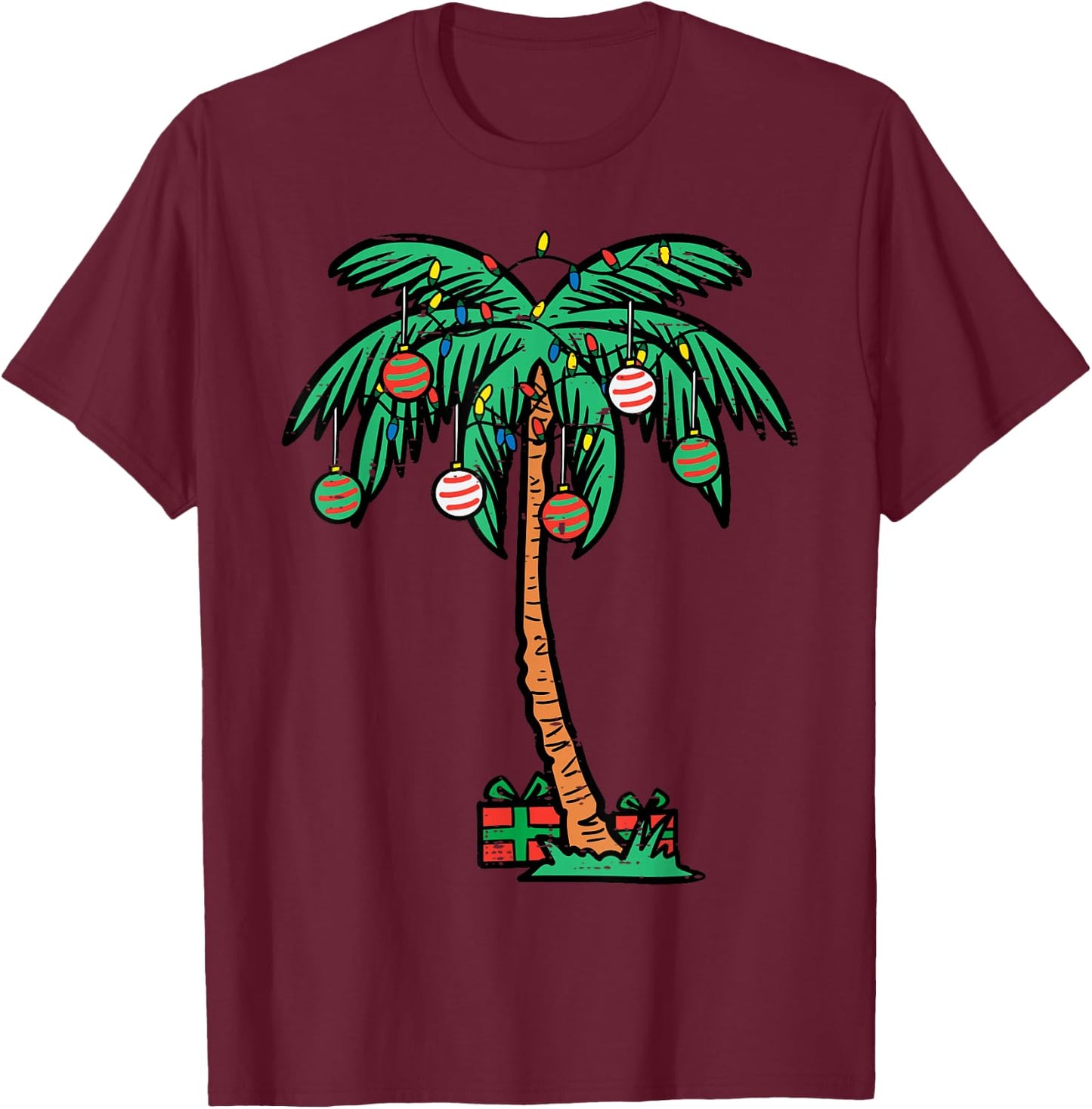 Christmas Palm Xmas Tree Tropical Beach Hawaii Women Men Kid T-Shirt - T-Shirt | Maroon