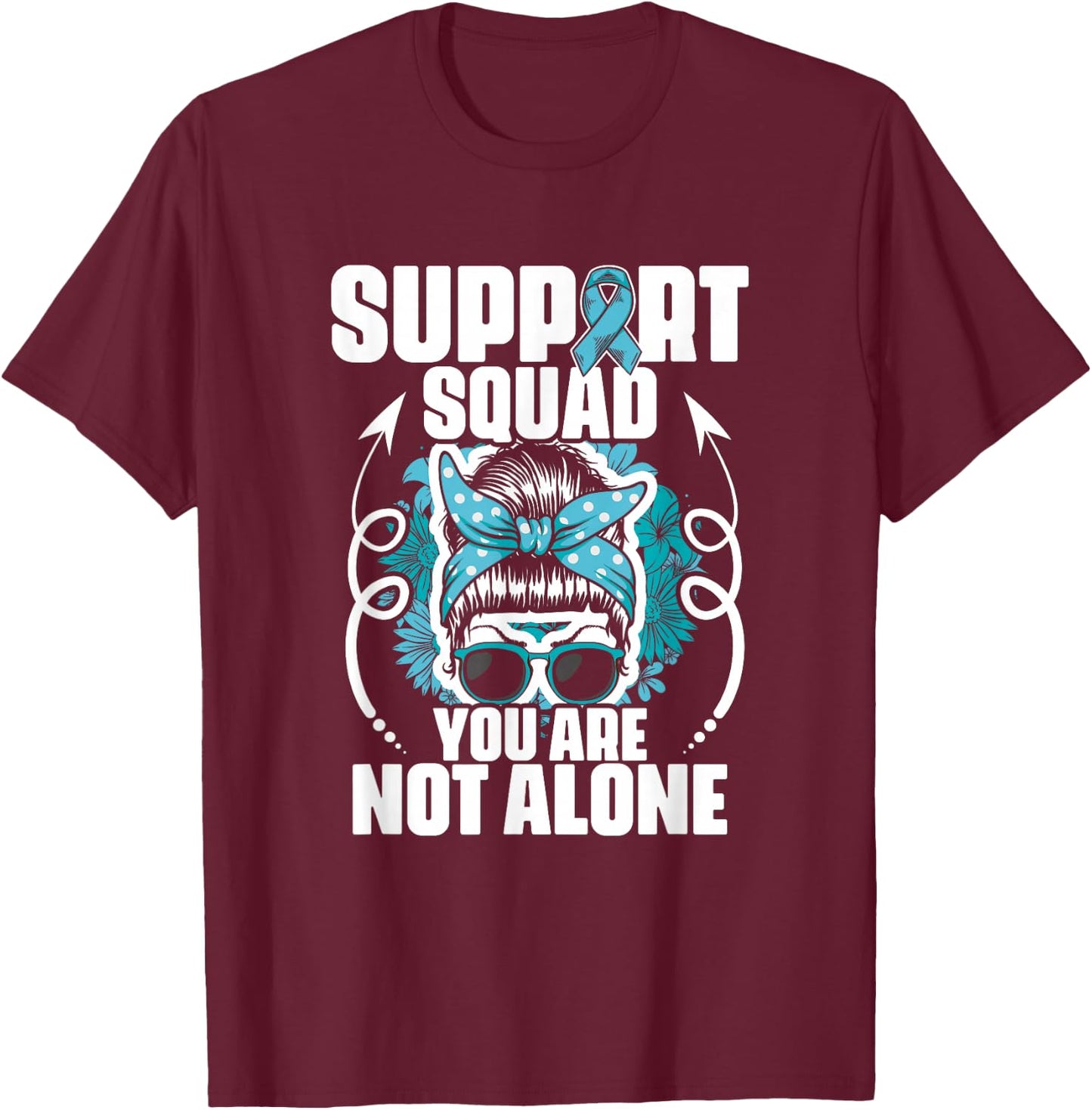 Cervical Support Squad - Ovarian Cancer Teal Cervical Cancer T-Shirt - T-Shirt | Maroon