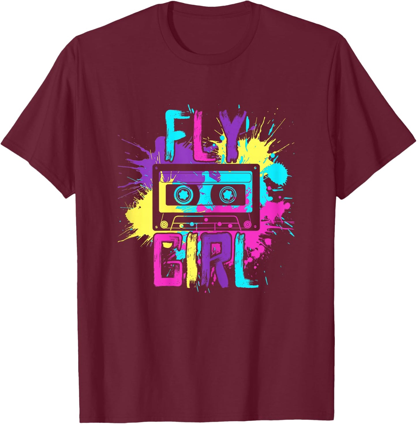 Fly Girl Hip Hop 80s 90s cassette B-girl T-Shirt - T-Shirt | Maroon