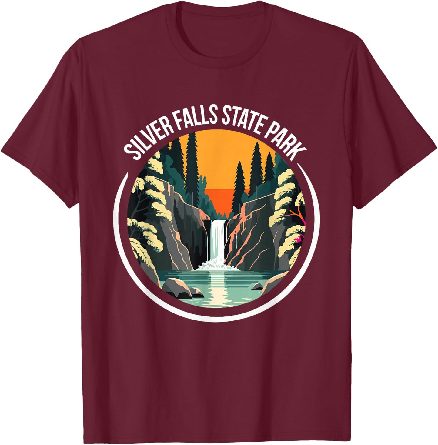 Nature lovers Waterfalls Silver Falls State Park Souvenir T-Shirt - T-Shirt | Maroon