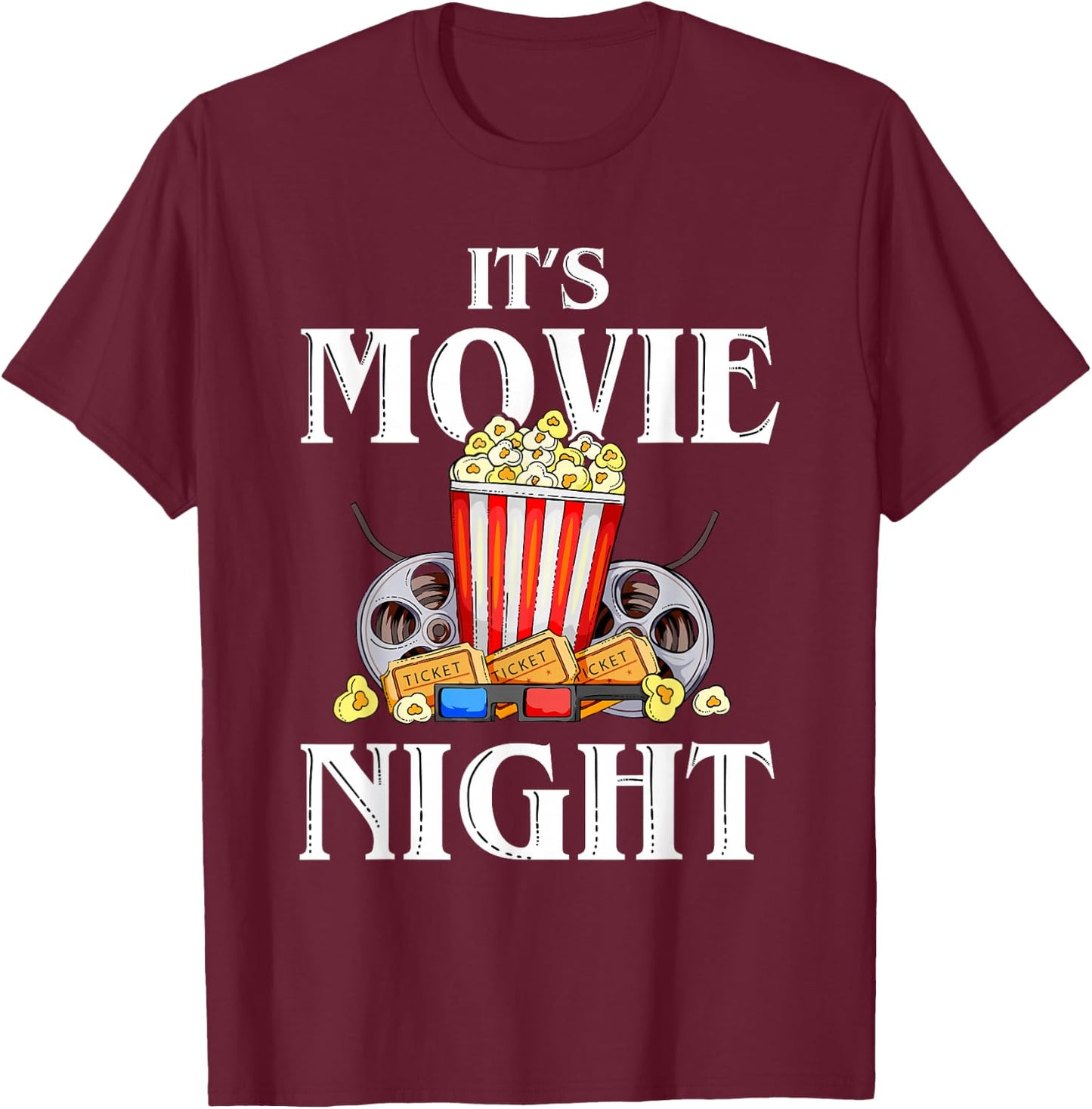 Family Movie Night Outfit Women Kids - Movie Lover T-Shirt - T-Shirt | Maroon