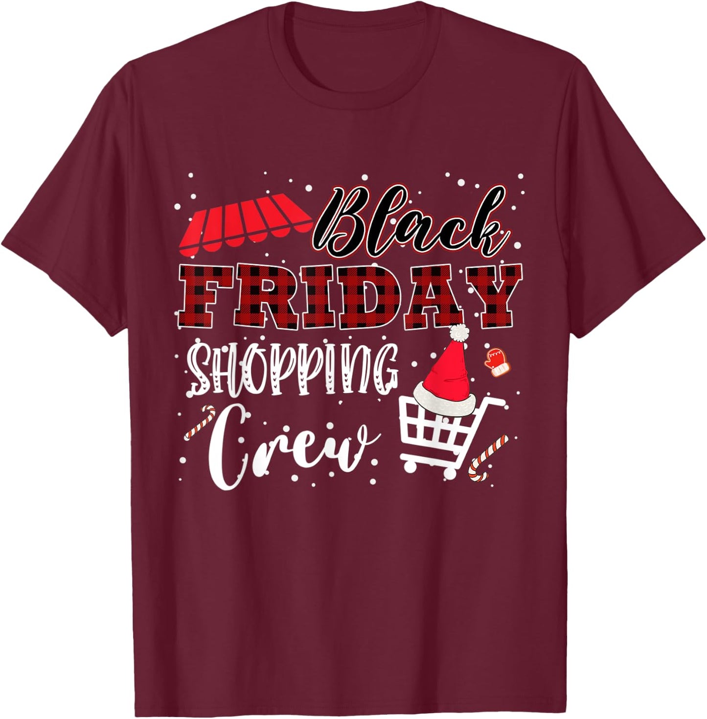 Friday Shopping Crew Christmas Black Shopping Family Group T-Shirt - T-Shirt | Maroon