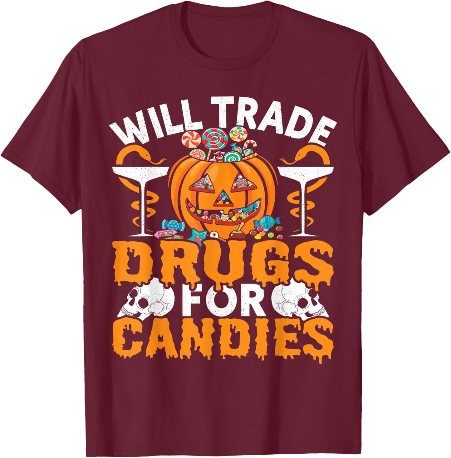 Funny Pharmacy Tech Will Trade Drugs For Candies Pharmacist T-Shirt - T-Shirt | Maroon
