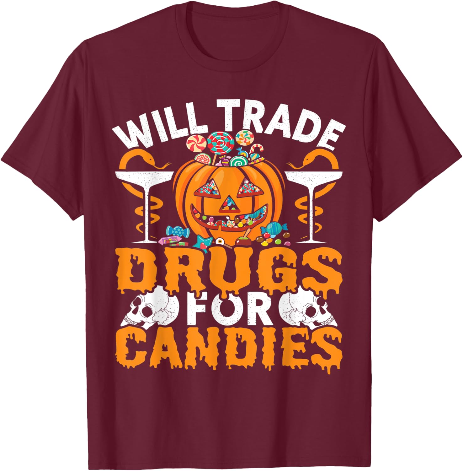 Funny Pharmacy Tech Will Trade Drugs For Candies Pharmacist T-Shirt - T-Shirt | Maroon