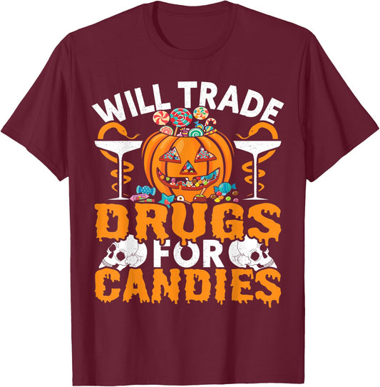Funny Pharmacy Tech Will Trade Drugs For Candies Pharmacist T-Shirt - T-Shirt | Maroon