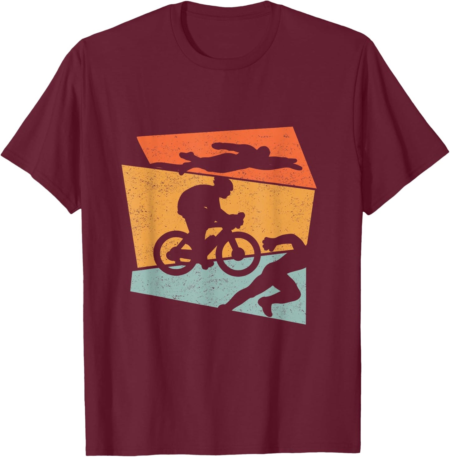 Triathlon Vintage Retro Swimming Cycling Running Athlete SC T-Shirt - T-Shirt | Maroon
