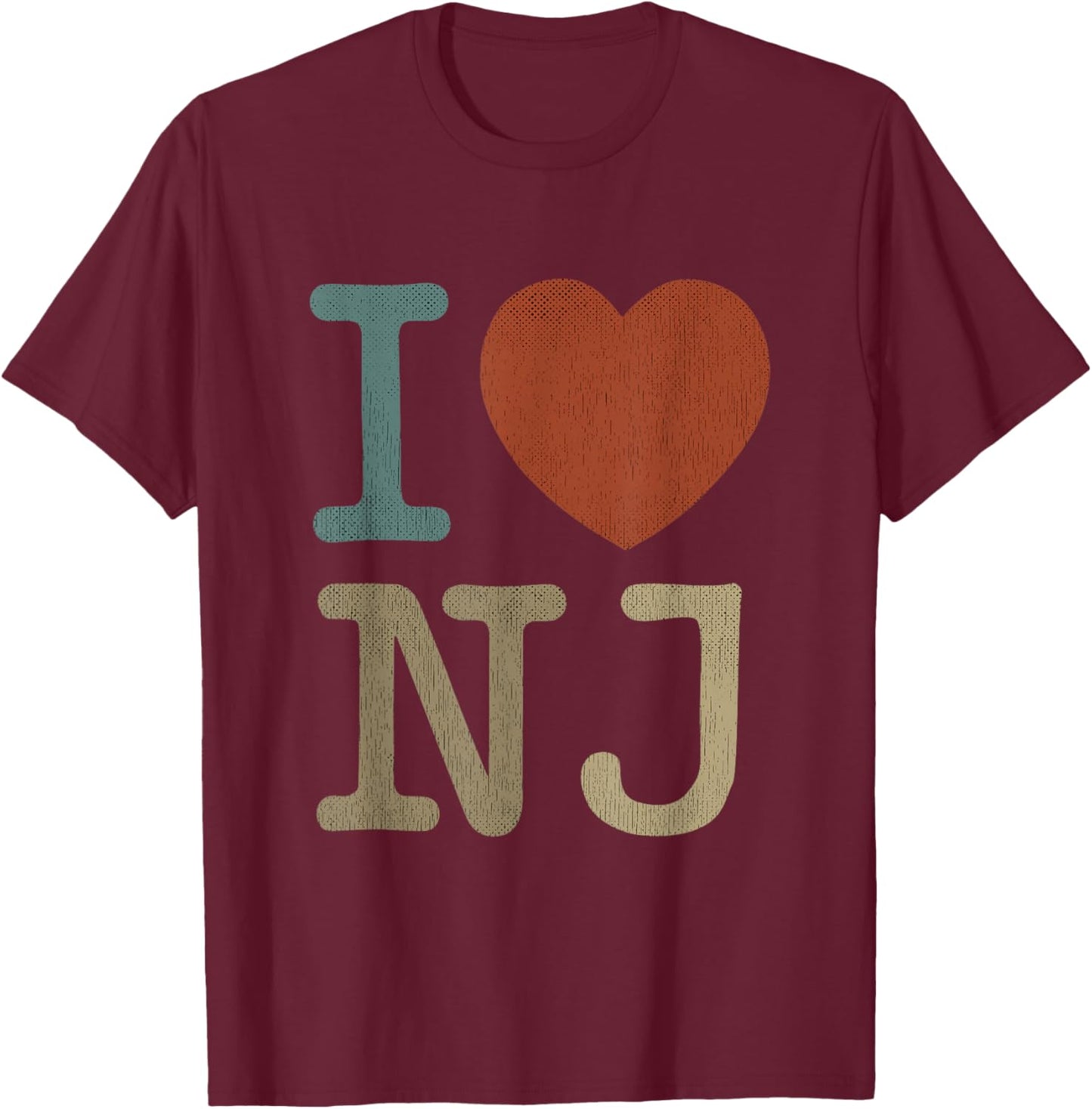 Retro I Love NJ Souvenir I Heart New Jersey T-Shirt - T-Shirt | Maroon