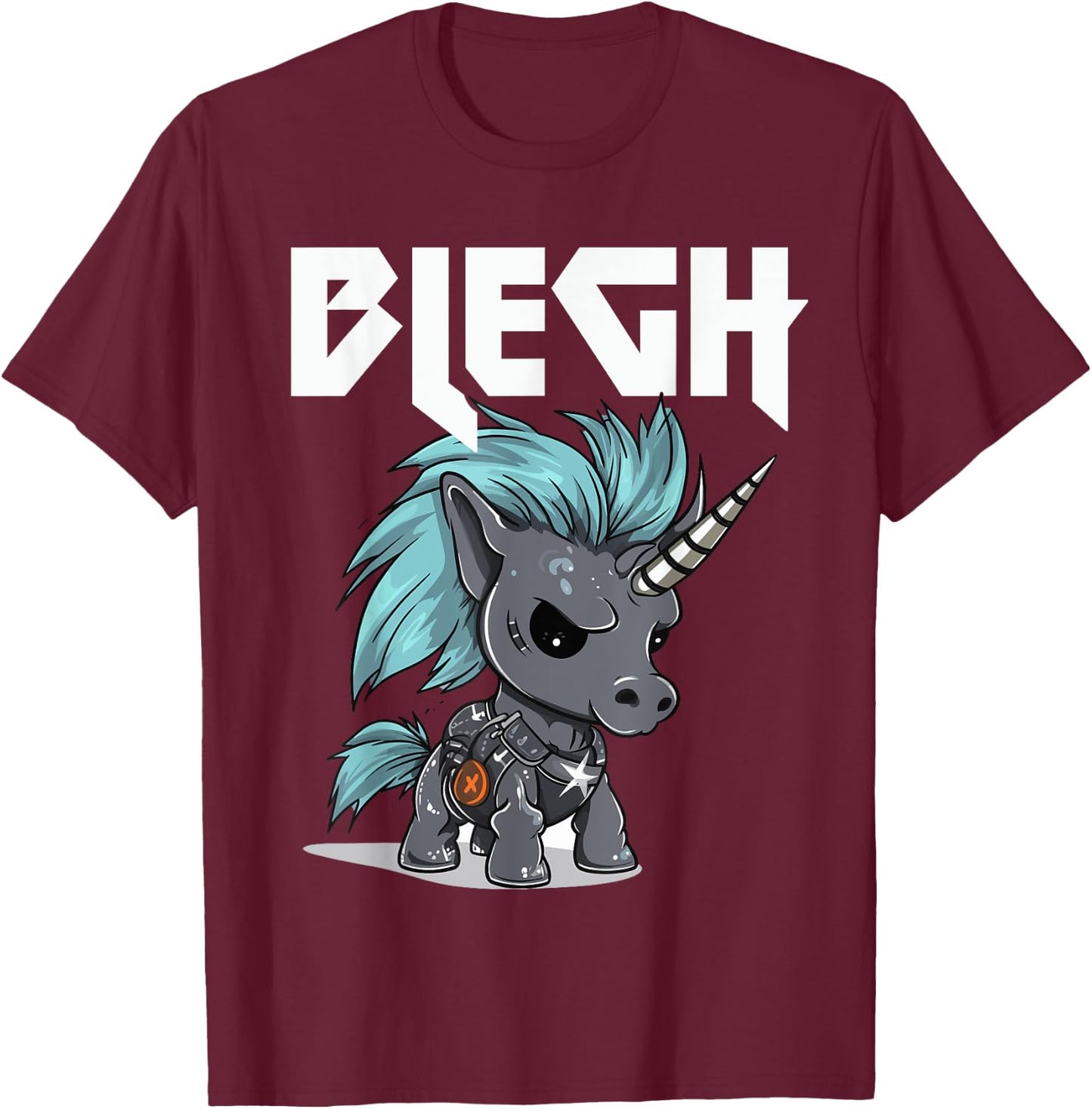 Blegh Heavy Metal Metalcore Unicorn T-Shirt - T-Shirt | Maroon