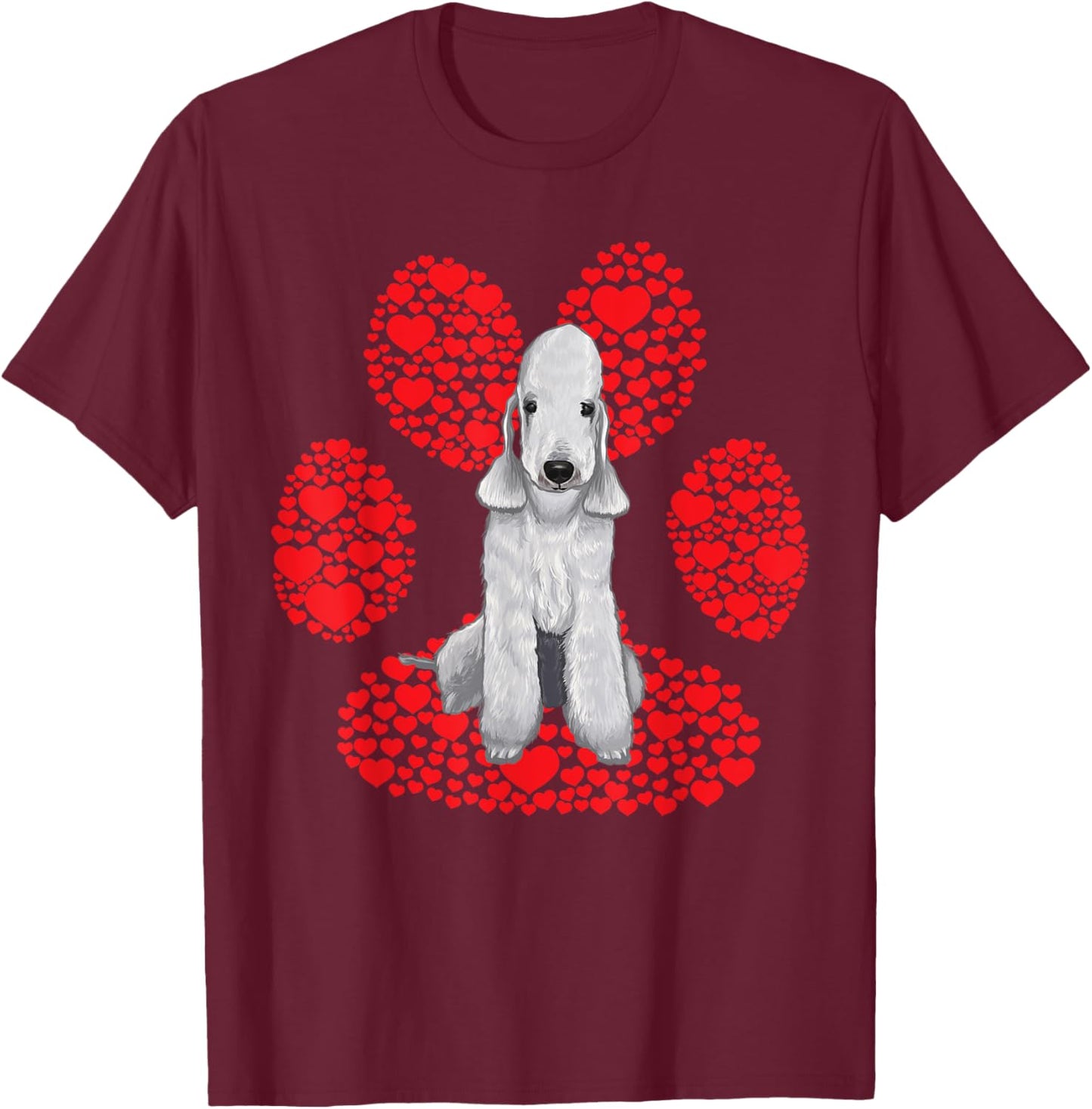 Bedlington Terrier Love Pata T-Shirt - T-Shirt | Maroon