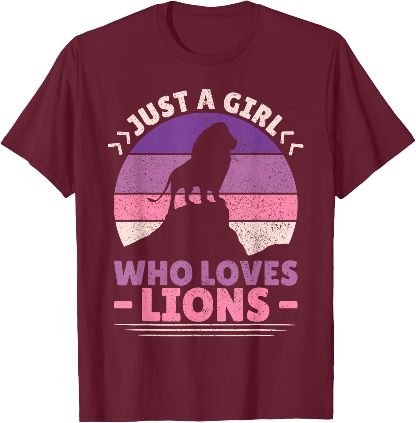 Just A Girl Who Loves Lions African Animal Lover Girls Lion T-Shirt - T-Shirt | Maroon