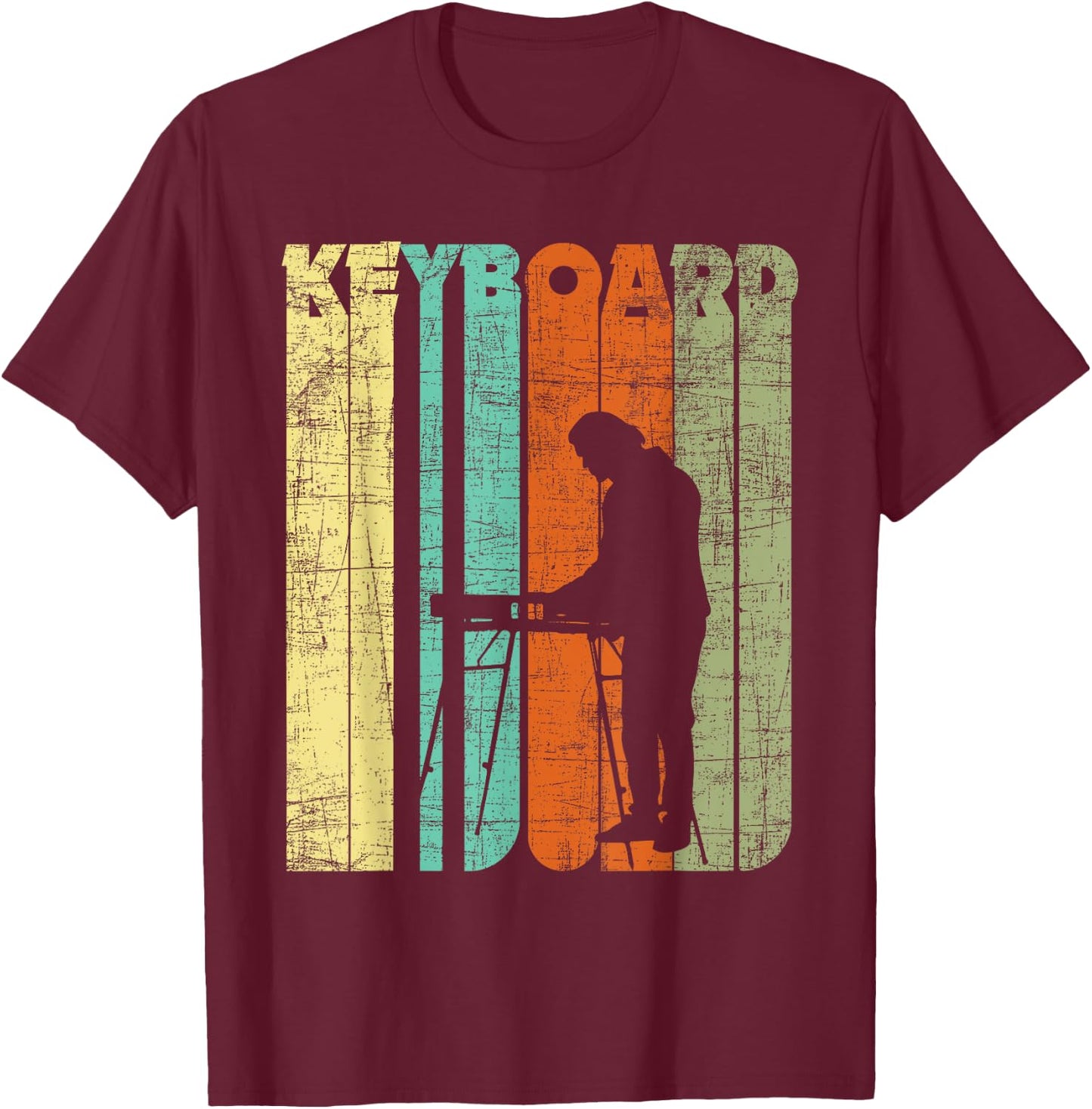 Vintage Keyboard Player Keyboardist Keyboarder Pianist T-Shirt - T-Shirt | Maroon