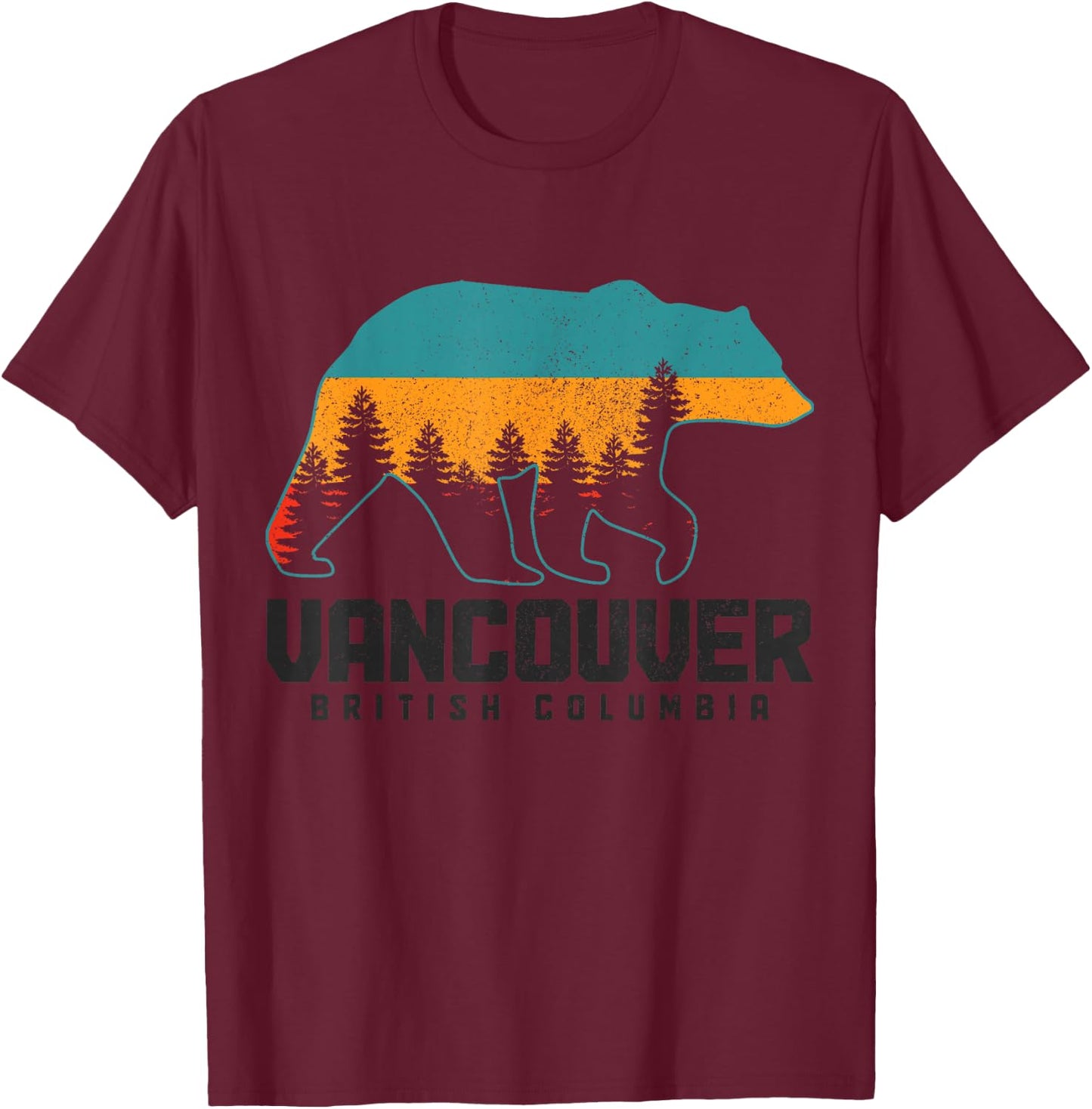 Vancouver BC British Columbia Bear Grizzly Outdoor Vintage T-Shirt - T-Shirt | Maroon