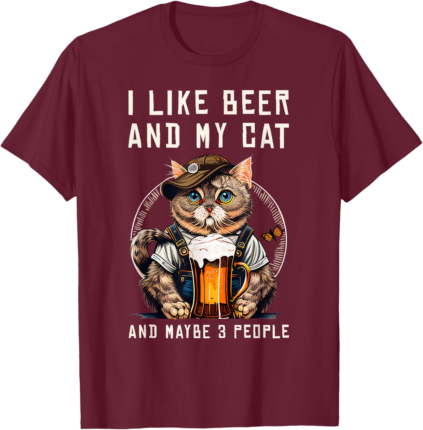Funny Cat Beer Oktoberfest Bavaria Lederhosen Party Kitten T-Shirt - T-Shirt | Maroon