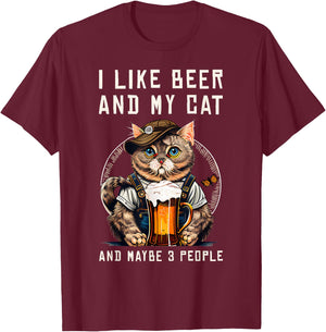 Funny Cat Beer Oktoberfest Bavaria Lederhosen Party Kitten T-Shirt - T-Shirt | Maroon