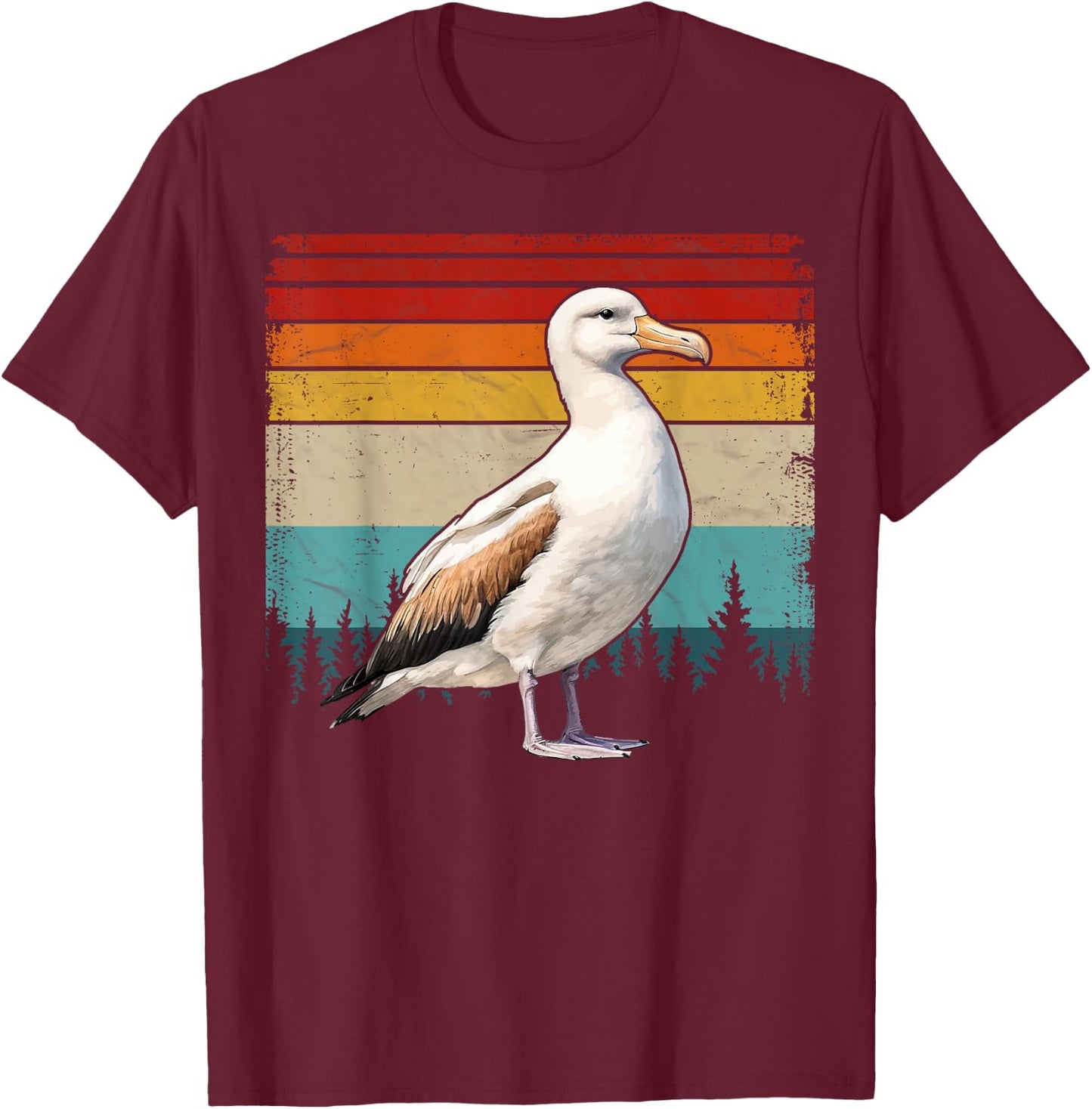 Albatross Vintage Distressed Retro Style Cool Albatross Bird T-Shirt - T-Shirt | Maroon