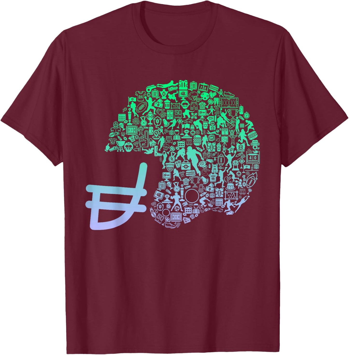 Football Helmet Design for Football Player | Boys Football T-Shirt - T-Shirt | Maroon
