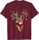 Buck Deer Antlers Christmas Lights Scarf Xmas Party T-Shirt - T-Shirt | Maroon