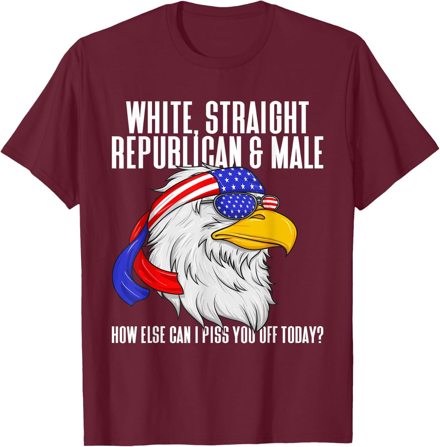 White Straight Republican Male How Can I Piss You Off Today T-Shirt - T-Shirt | Maroon