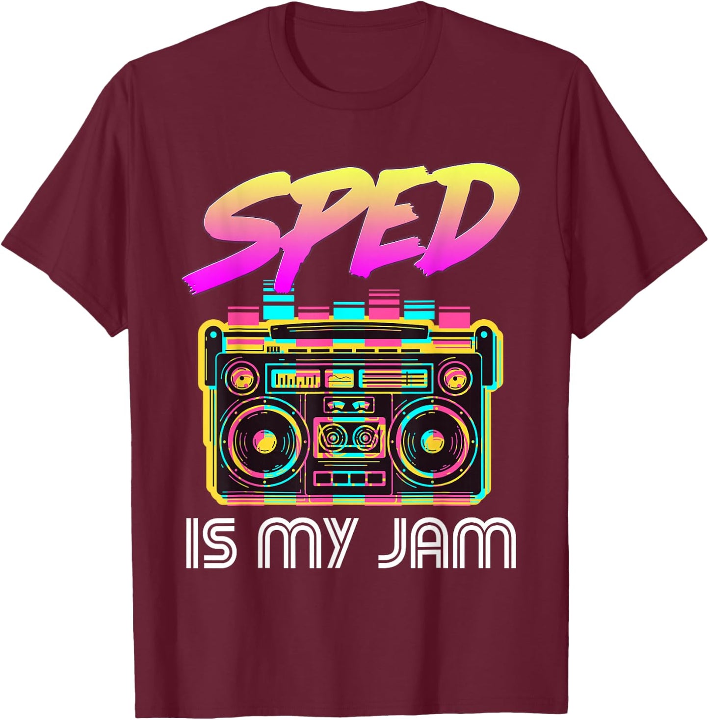 Back to School Retro SPED is My Jam 80s Teacher Boombox T-Shirt - T-Shirt | Maroon