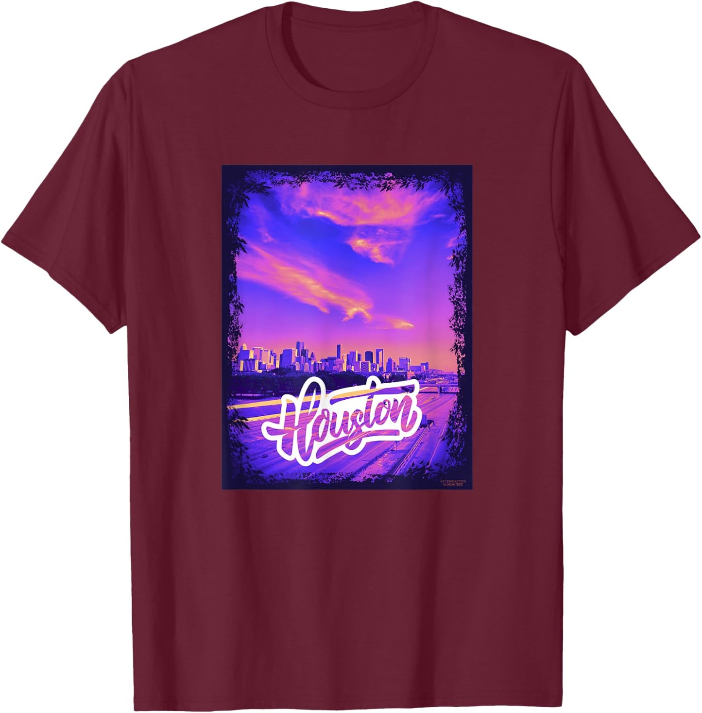 Houston Texas TheH Art Houston Downtown Hues H-Town T-Shirt - T-Shirt | Maroon