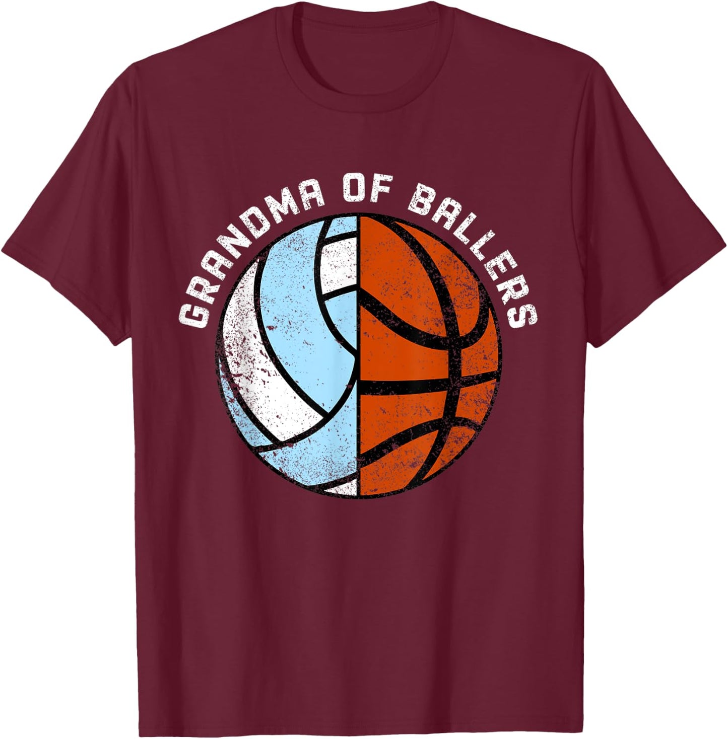 Grandma Of Ballers Funny Volleyball Basketball Grandma T-Shirt - T-Shirt | Maroon