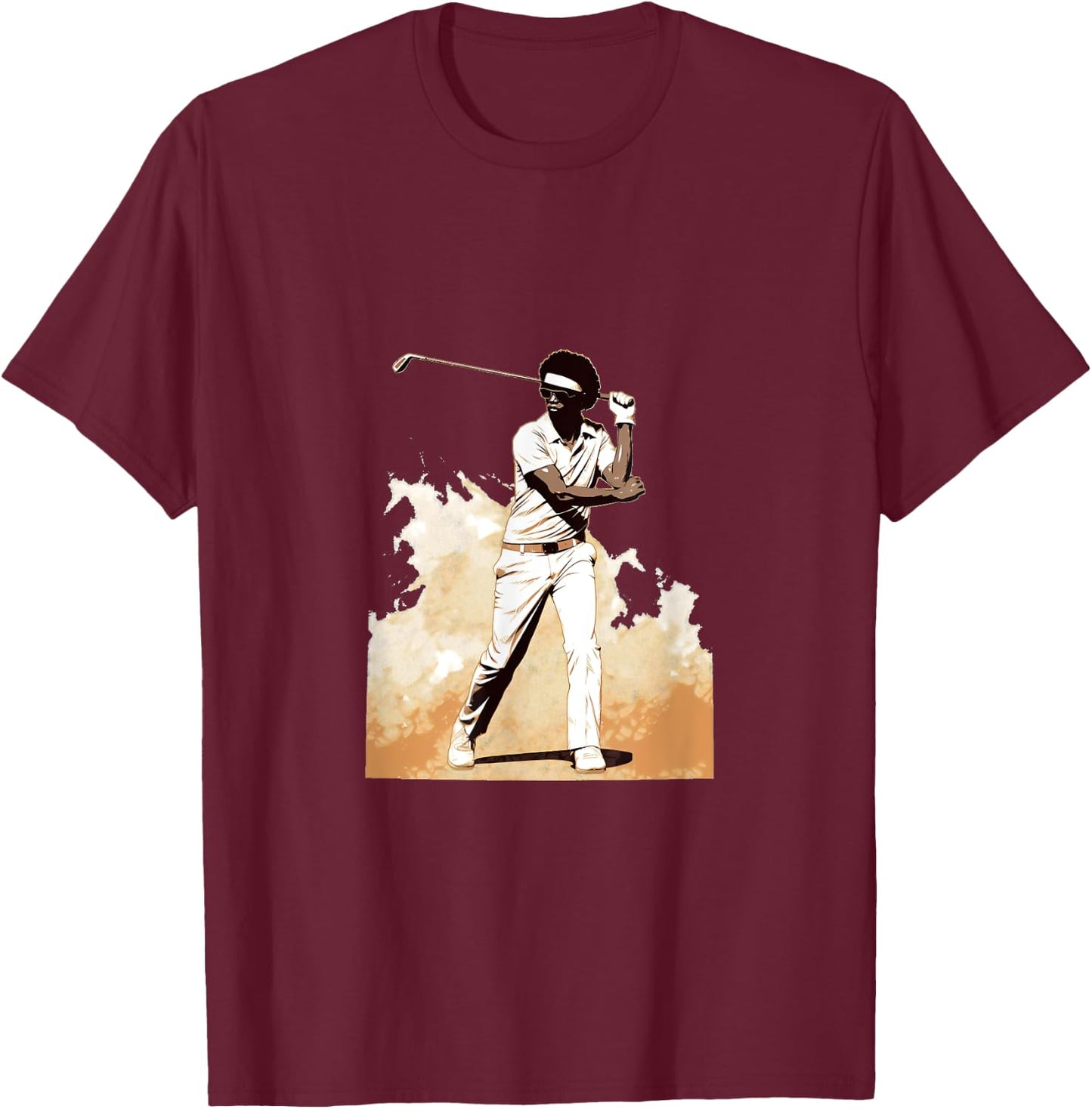 Golfer Afro Man Golf Player African American Golfing Men T-Shirt - T-Shirt | Maroon