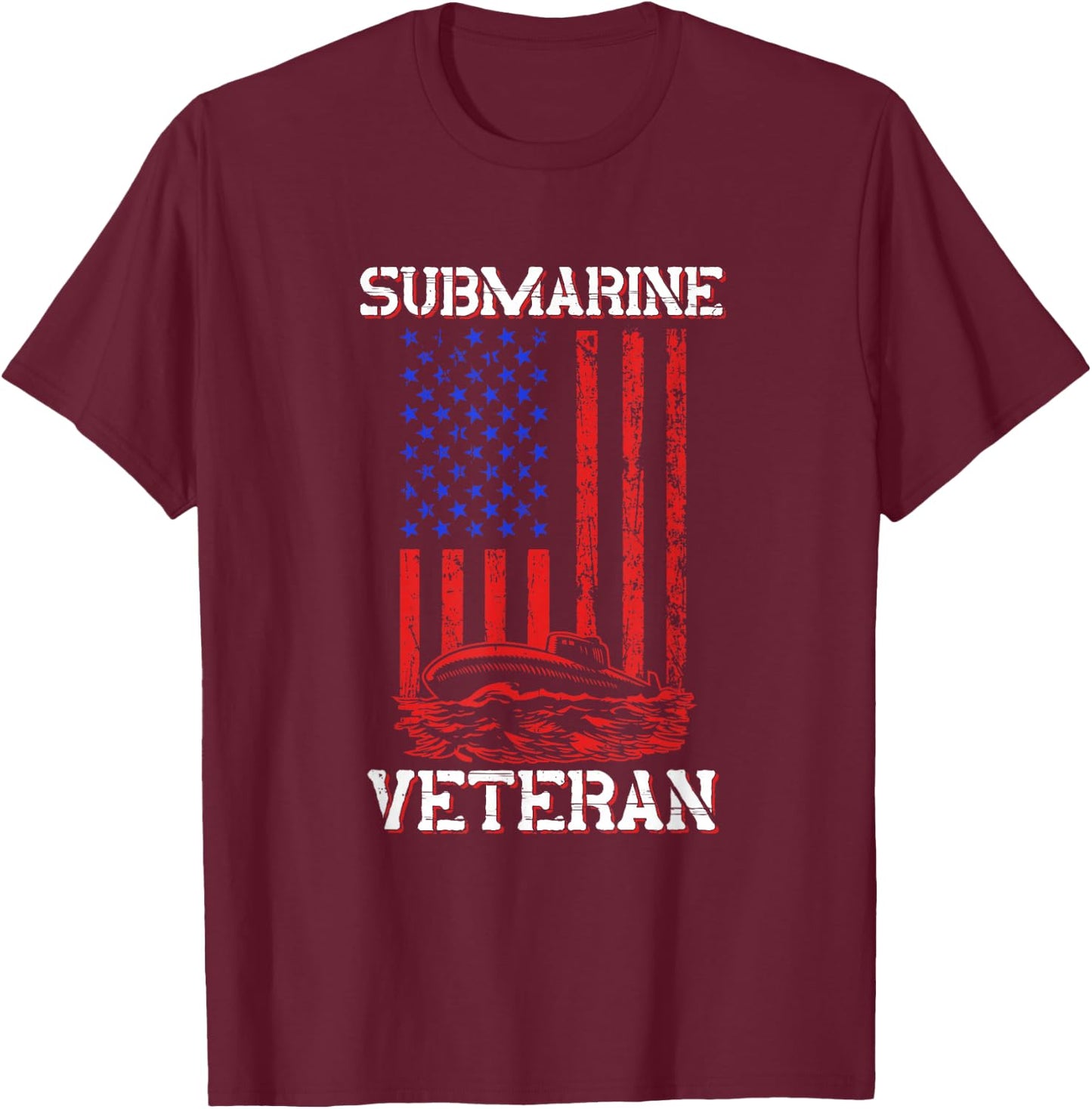 Submarine Veteran Flag Patriotic Sub Service Submariner T-Shirt - T-Shirt | Maroon