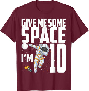 10 Year Old Outer Space 10th Birthday Astronaut Planets T-Shirt - T-Shirt | Maroon