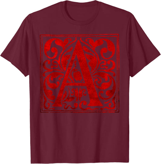 Scarlett Letter Beautiful Illuminated A Literary T-Shirt - T-Shirt | Maroon