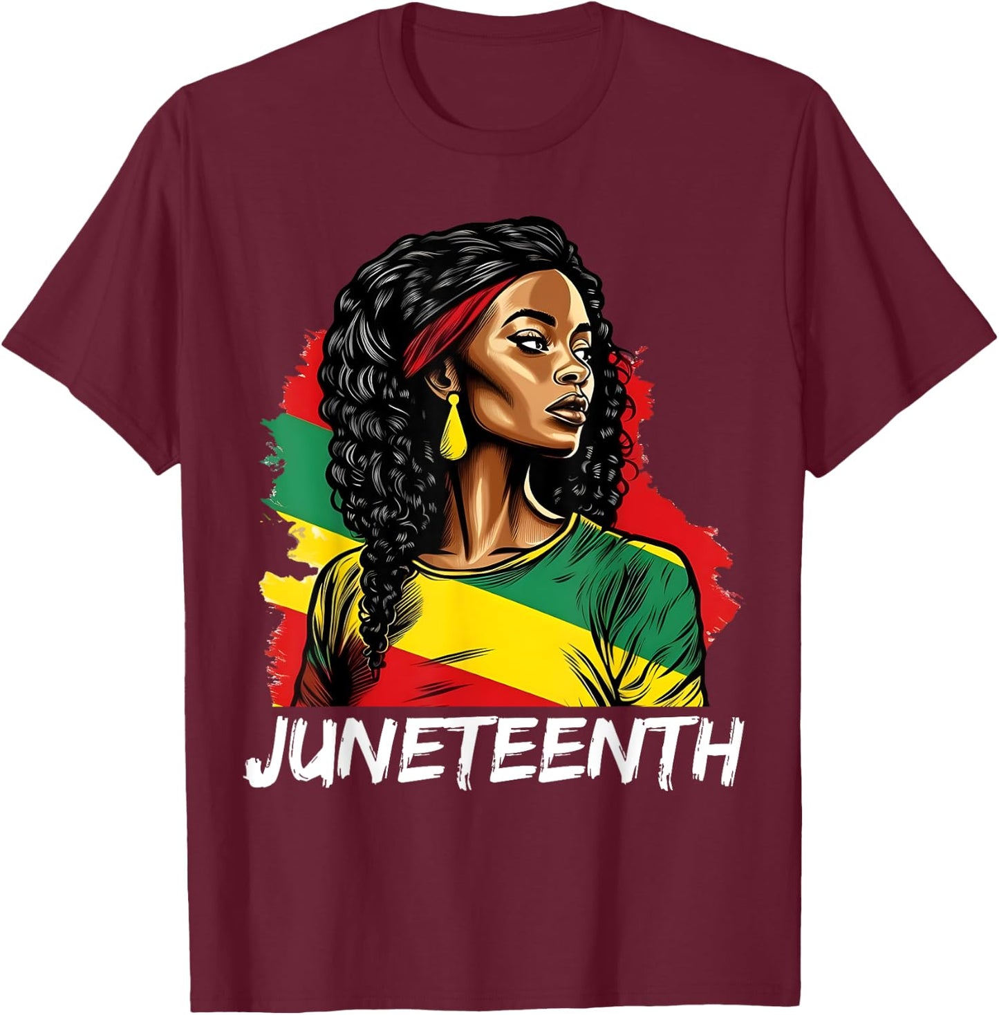 Juneteenth 1865 Melanin Women RBG Colors African American T-Shirt - T-Shirt | Maroon