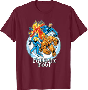 Marvel Fantastic Four Hero Poses Group Shot Poster T-Shirt - T-Shirt | Maroon