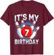 7 Years Old Bowling 7th Birthday Party Boys Girls T-Shirt - T-Shirt | Maroon