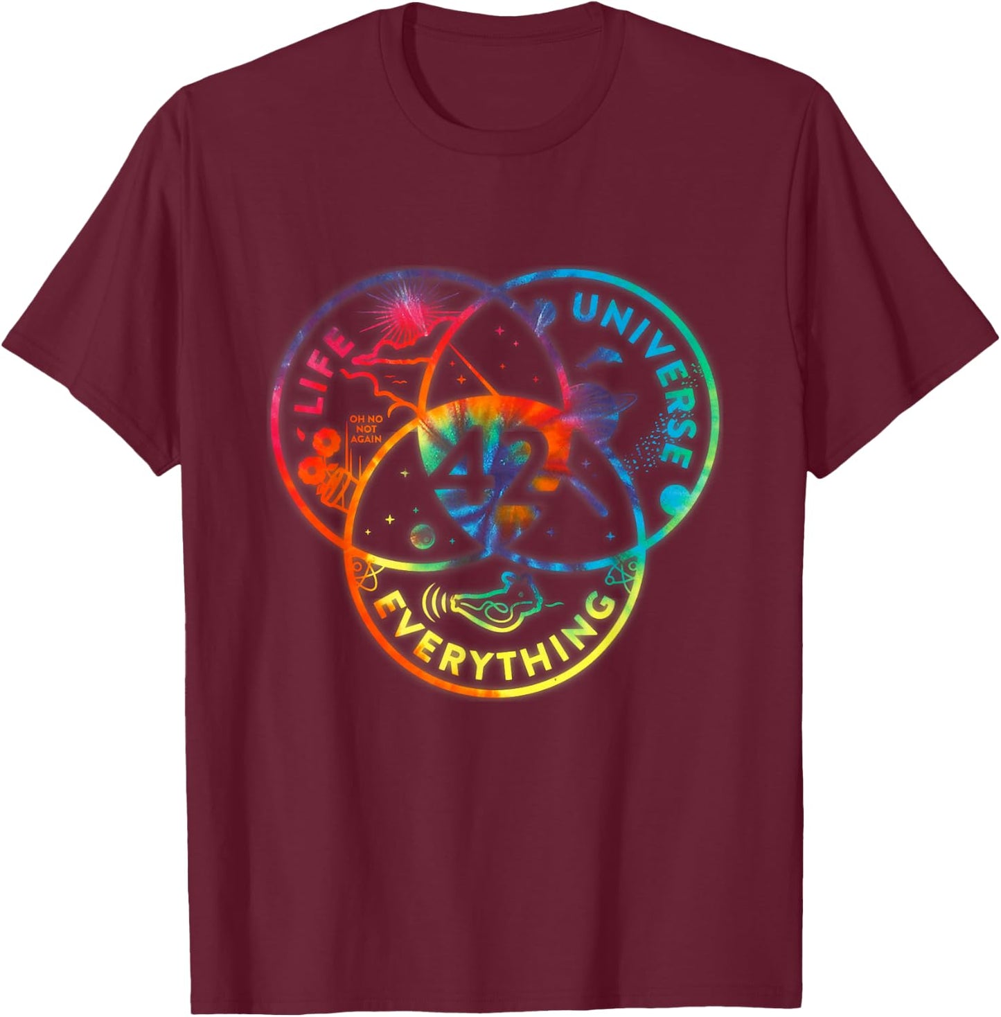 Venn Diagram Life The Universe And Everything - 42 Life T-Shirt - T-Shirt | Maroon