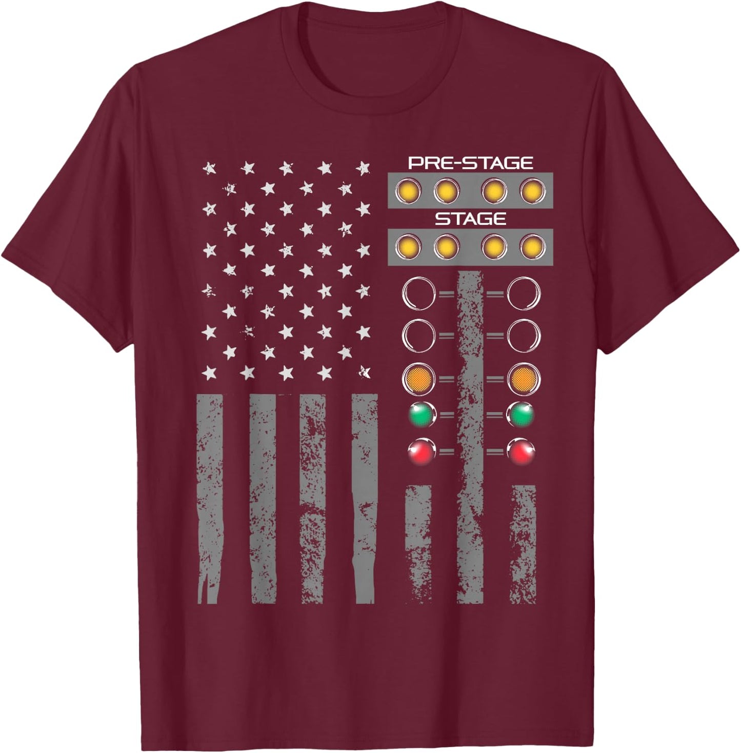 American Flag Drag Racing Strip Tree Light for Dragster T-Shirt - T-Shirt | Maroon